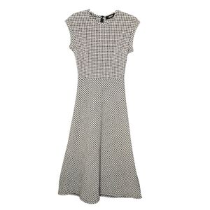 Rachel Comey Adri Cap-Sleeve Black White Plaid Stretch Midi Dress 2